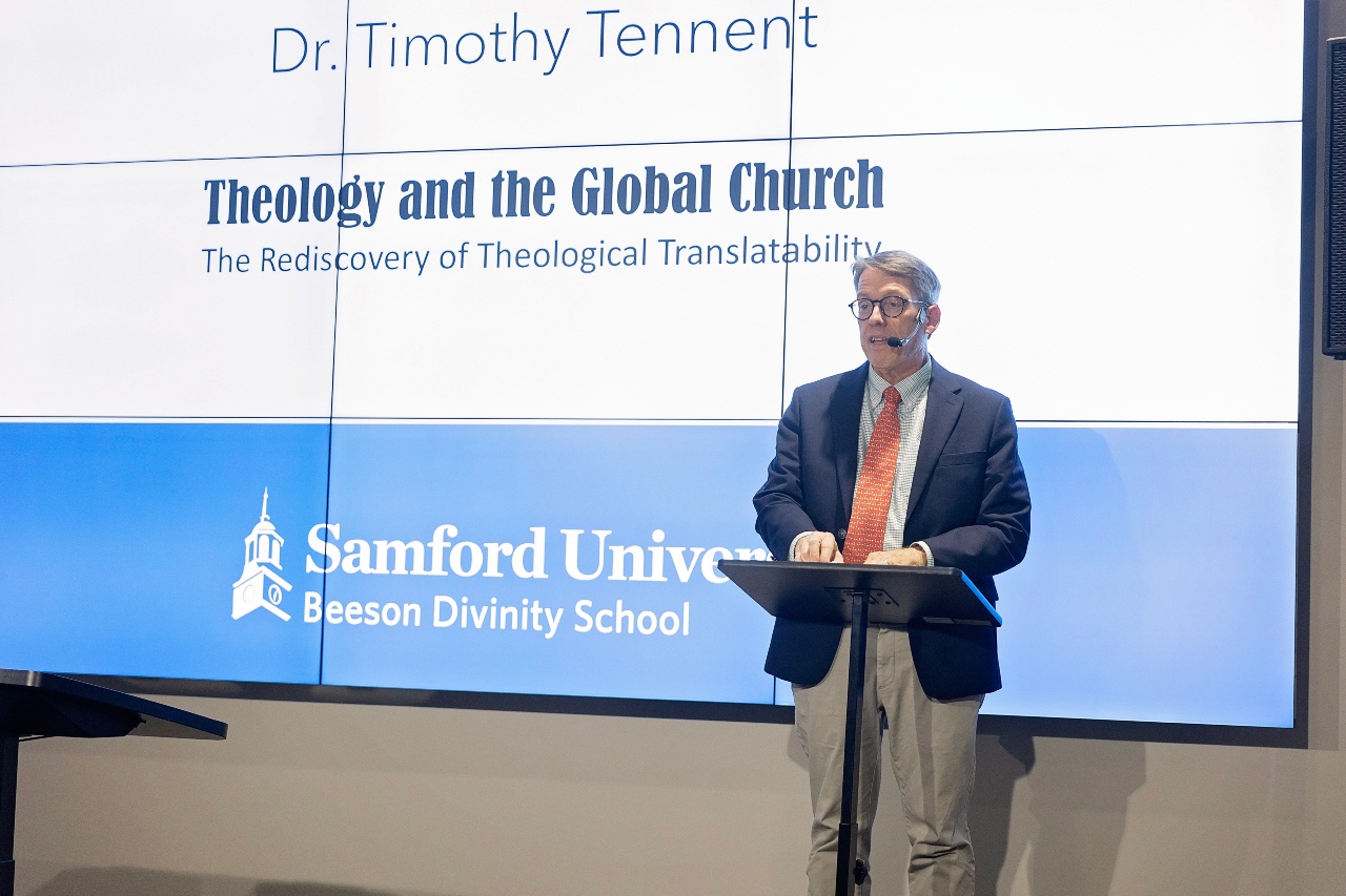Timothy Tennent speaks during his Global Voices lecture during World Christianity Focus Week.